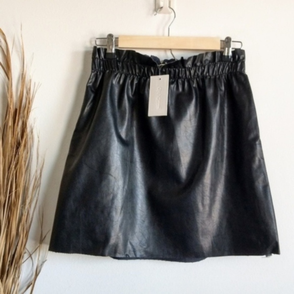New Vegan Leather Black Mini Skirt